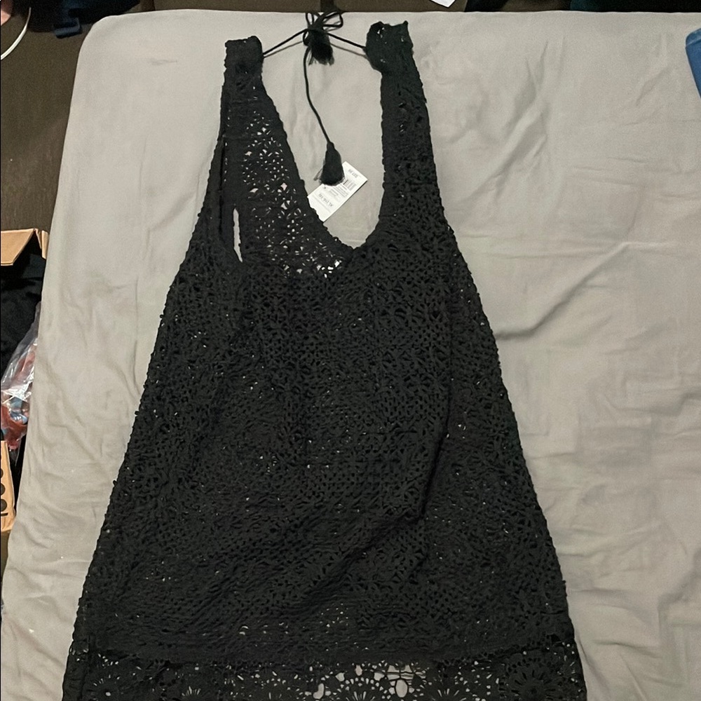 Black Crochet Bikini Coverup Dress